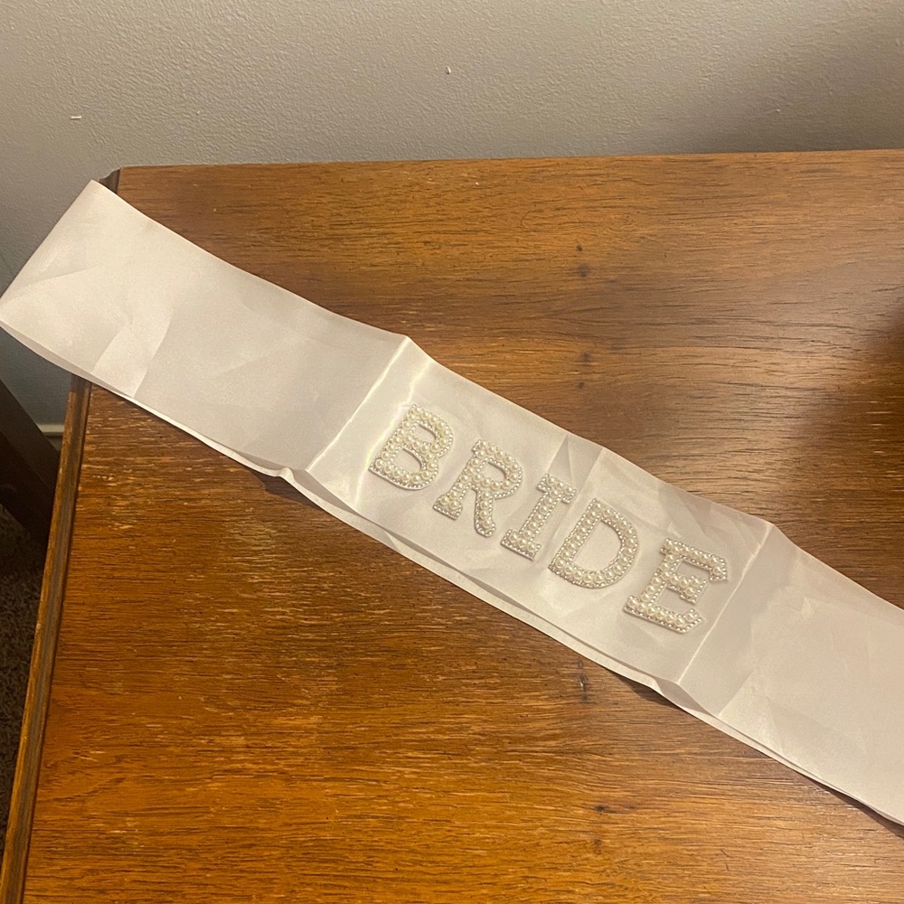 Elegant White Bride Sash